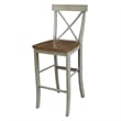 X-back Solid Wood Bar Height Stool in Distressed Hickory/Stone