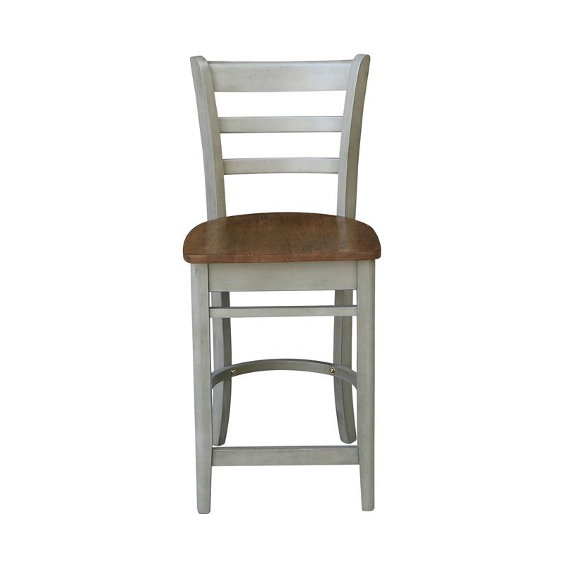 Emily Solid Wood CounterHeight Stool in Distressed Hickory/Stone