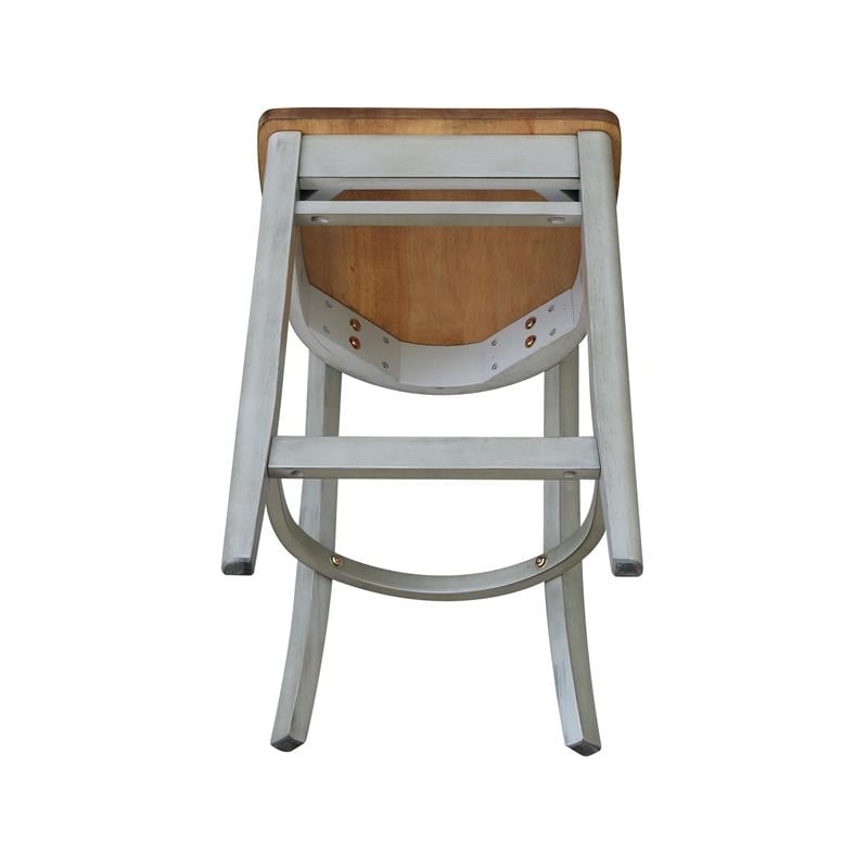 Emily Solid Wood CounterHeight Stool in Distressed Hickory/Stone