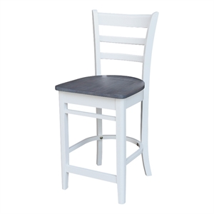 Emily Solid Wood CounterHeight Stool in White and Heather Gray