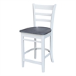 Emily Solid Wood CounterHeight Stool in White and Heather Gray