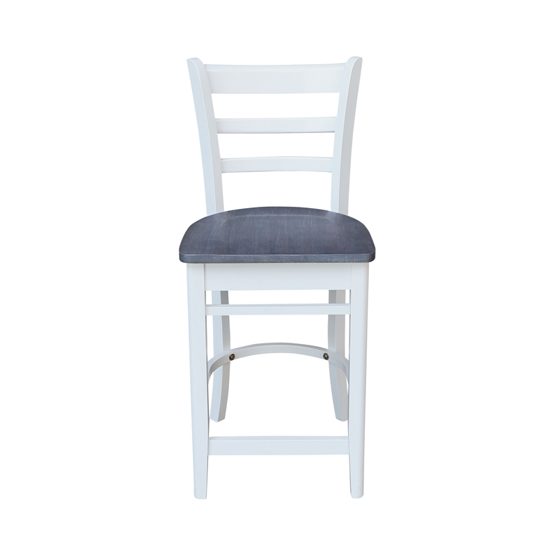 Emily Solid Wood CounterHeight Stool in White and Heather Gray