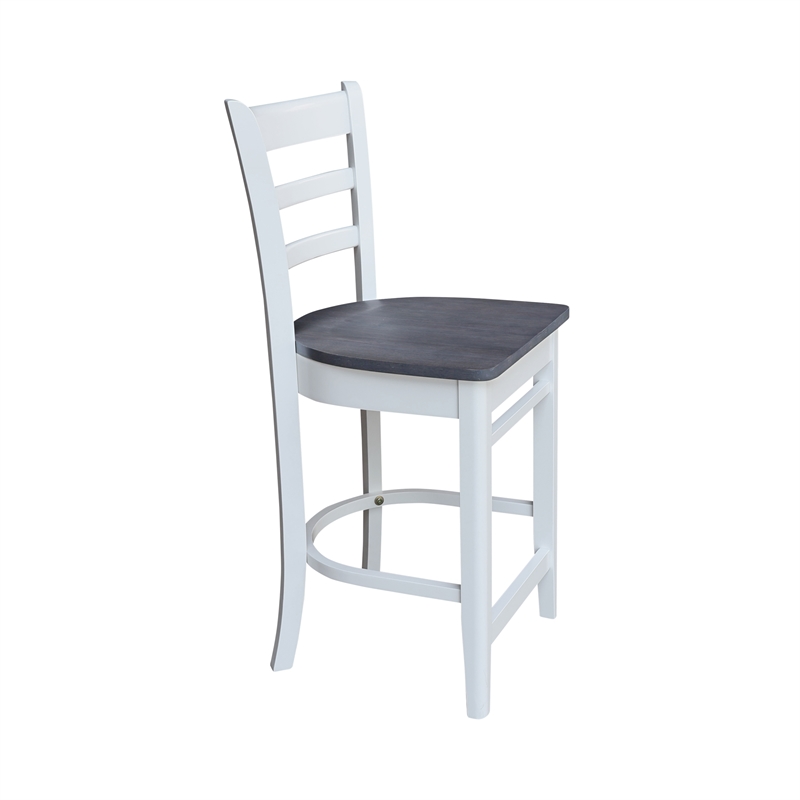 Emily Solid Wood CounterHeight Stool in White and Heather Gray