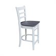Emily Solid Wood CounterHeight Stool in White and Heather Gray