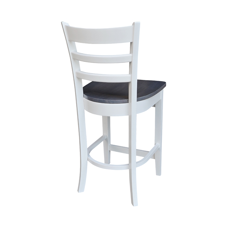 Emily Solid Wood CounterHeight Stool in White and Heather Gray