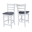 Emily Solid Wood CounterHeight Stool in White and Heather Gray