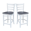 Emily Solid Wood CounterHeight Stool in White and Heather Gray