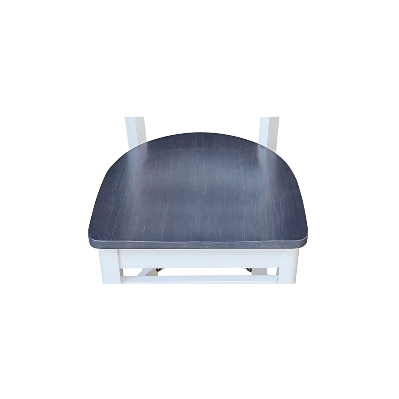 Emily Solid Wood CounterHeight Stool in White and Heather Gray