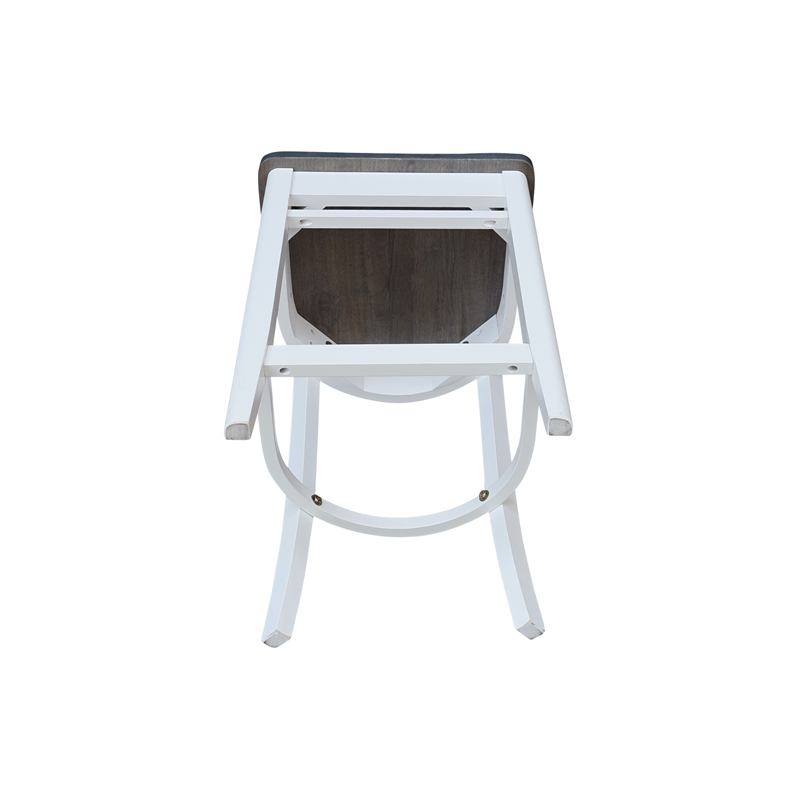 Emily Solid Wood CounterHeight Stool in White and Heather Gray