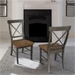 X-Back Chair With Solid Wood Seat  - Set of 2 Chairs in Hickory/Washed Coal