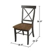 X-Back Chair With Solid Wood Seat  - Set of 2 Chairs in Hickory/Washed Coal