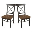X-Back Chair With Solid Wood Seat  - Set of 2 Chairs in Hickory/Washed Coal