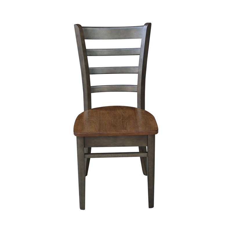 Emily Solid Wood Side Chair - Set of 2 Chairs in Hickory/Washed Coal