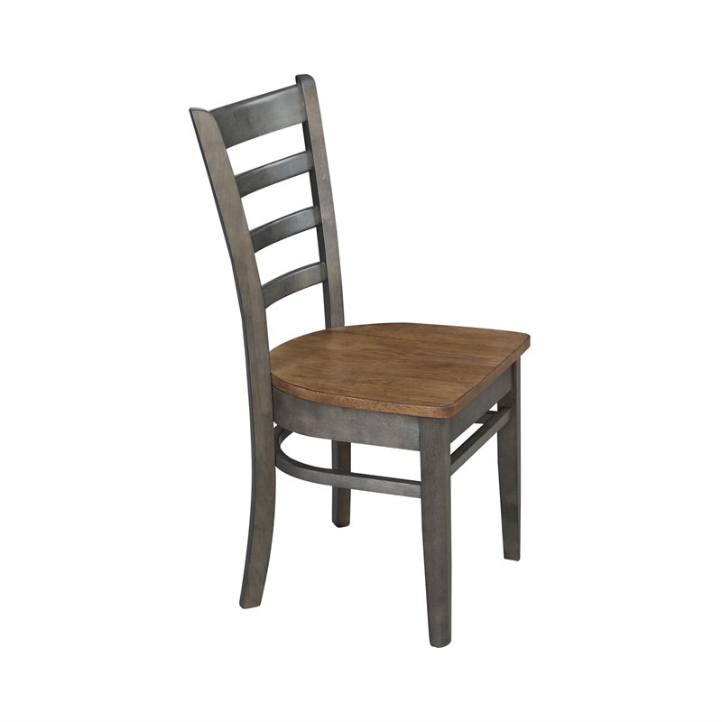 Emily Solid Wood Side Chair - Set of 2 Chairs in Hickory/Washed Coal