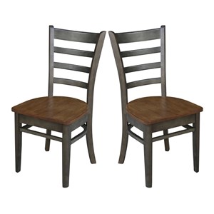 Emily Solid Wood Side Chair - Set of 2 Chairs in Hickory/Washed Coal