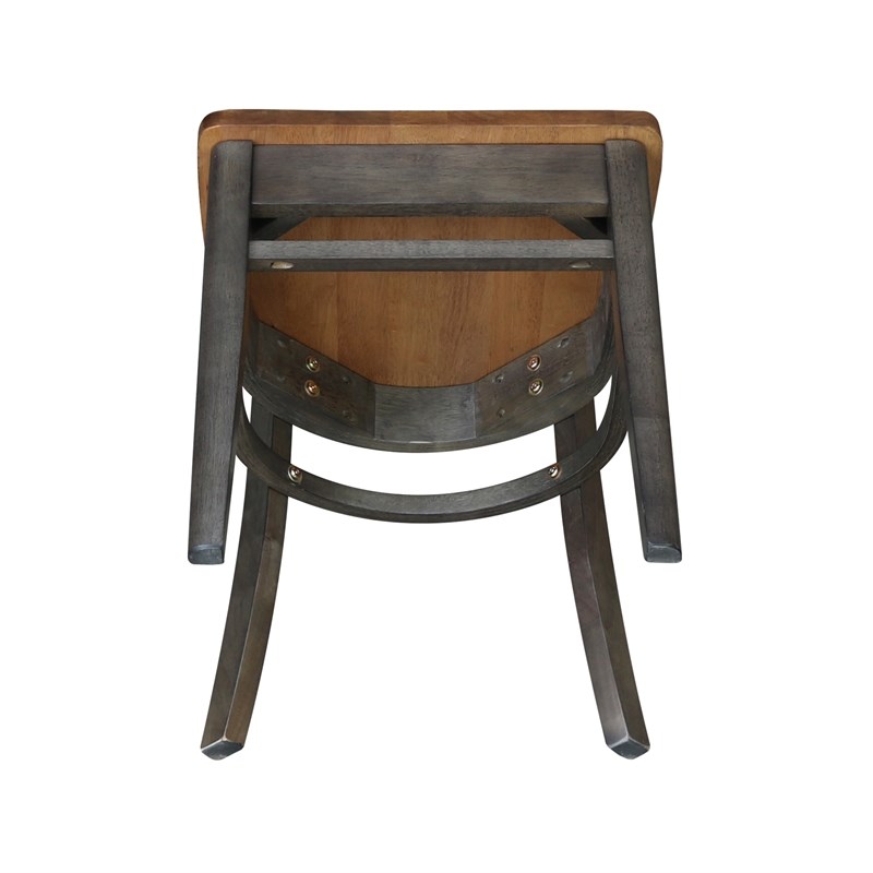 Emily Solid Wood Side Chair - Set of 2 Chairs in Hickory/Washed Coal