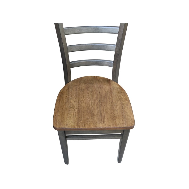 Emily Solid Wood Side Chair - Set of 2 Chairs in Hickory/Washed Coal