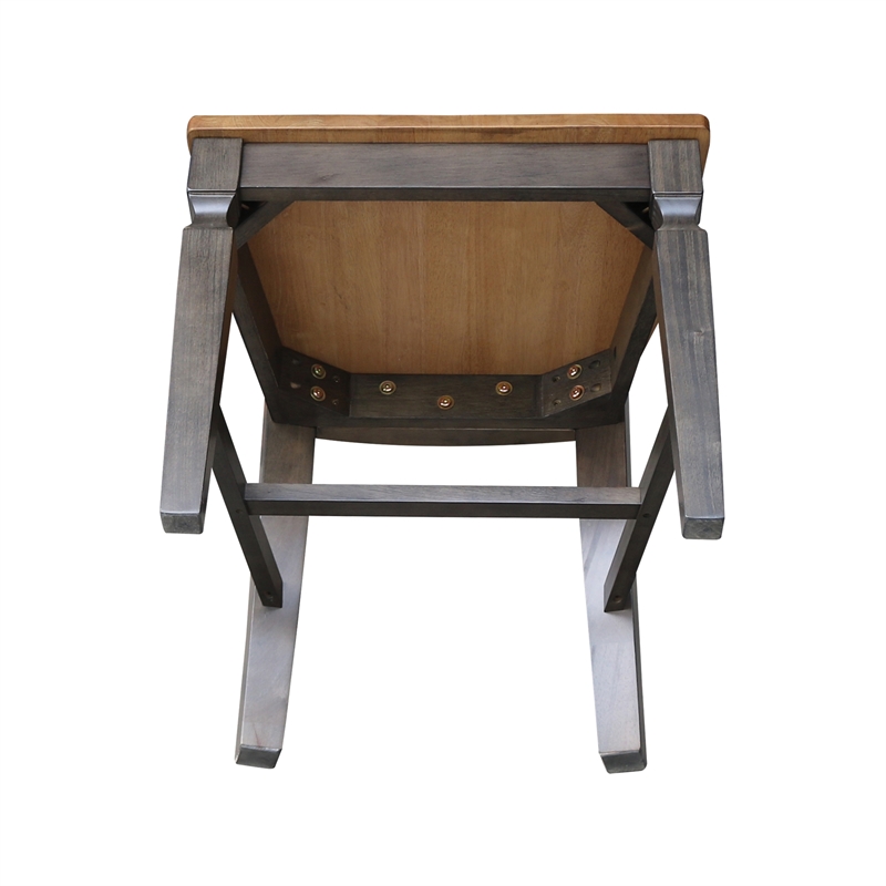 Vista Solid Wood Ladderback Chair - Set of 2 Chairs in Hickory/Washed Coal