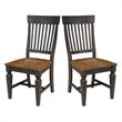 Vista Solid Wood Slat Back Chair - Set of 2 Chairs in Hickory/Washed Coal