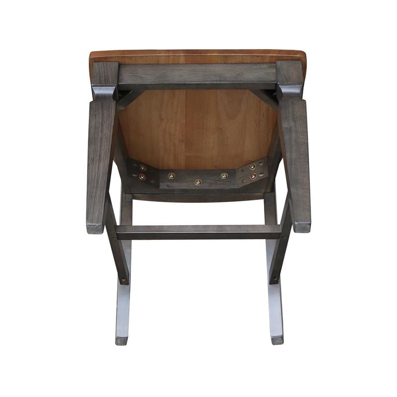 Vista Solid Wood Slat Back Chair - Set of 2 Chairs in Hickory/Washed Coal