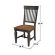 Vista Solid Wood Slat Back Chair - Set of 2 Chairs in Hickory/Washed Coal