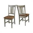 San Remo Solid Wood Splatback Chair in Distressed Hickory/Stone-Set of 2