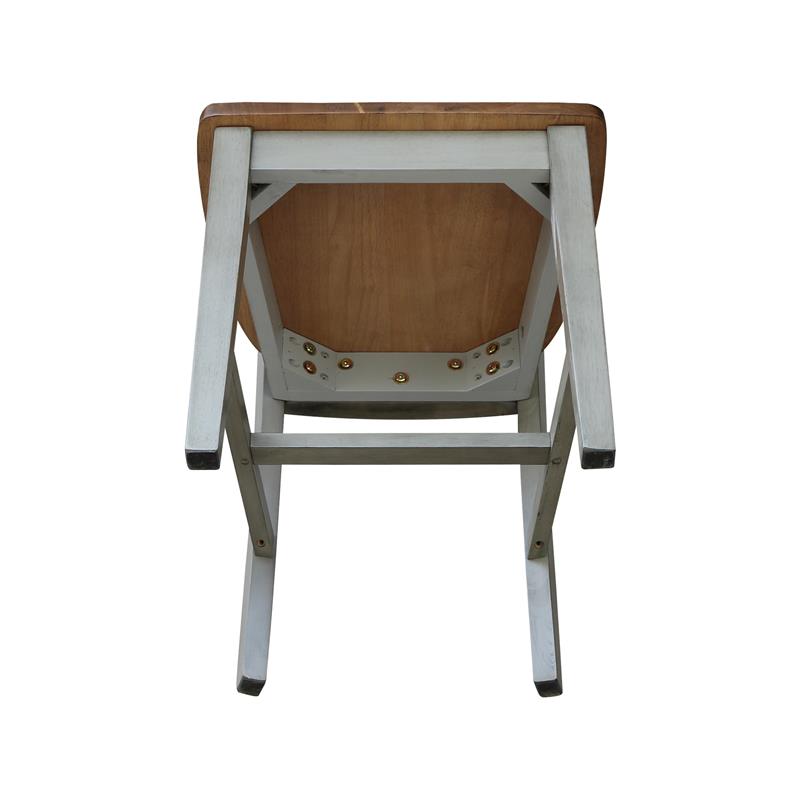 San Remo Solid Wood Splatback Chair in Distressed Hickory/Stone-Set of 2