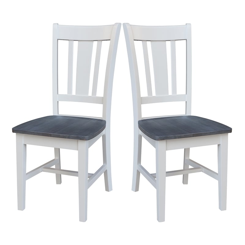 San Remo Solid Wood Splatback Chair in White and Heather Gray