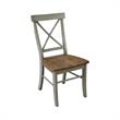 X-Back Solid Wood Chair in Distressed Hickory/Stone - Set of 2 Chairs