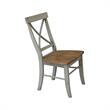 X-Back Solid Wood Chair in Distressed Hickory/Stone - Set of 2 Chairs