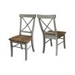 X-Back Solid Wood Chair in Distressed Hickory/Stone - Set of 2 Chairs