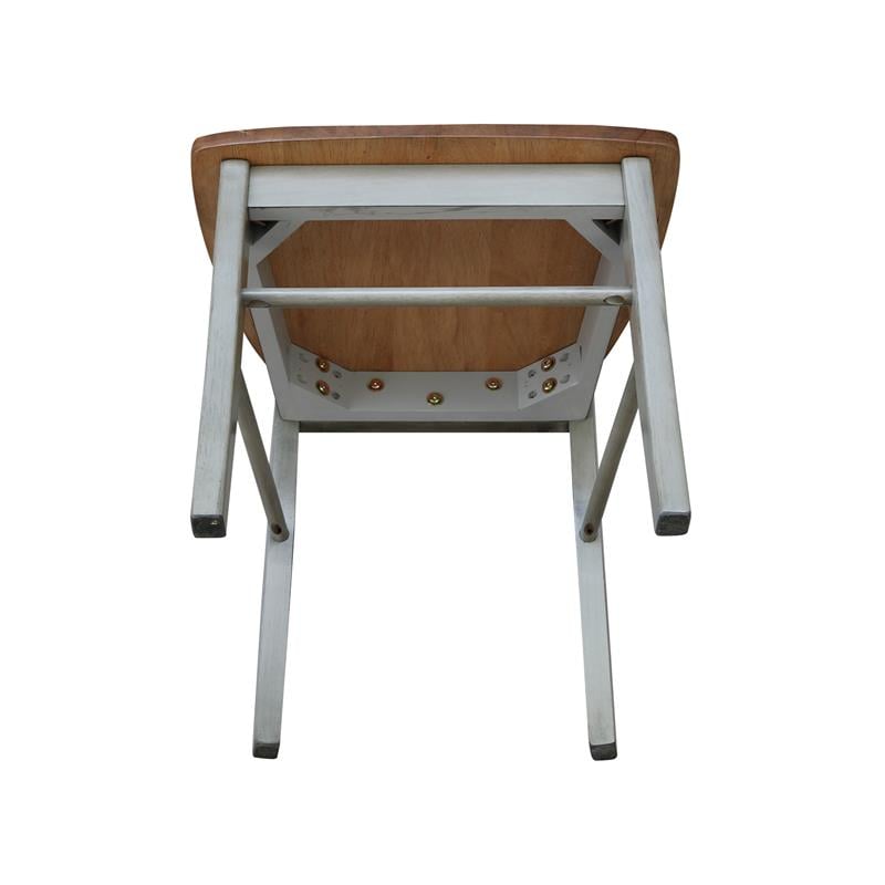 X-Back Solid Wood Chair in Distressed Hickory/Stone - Set of 2 Chairs