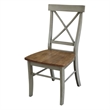 X-Back Solid Wood Chair in Distressed Hickory/Stone - Set of 2 Chairs
