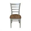 Emily Solid Wood Side Chair in Distressed Hickory/Stone - Set of 2 Chairs