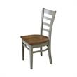 Emily Solid Wood Side Chair in Distressed Hickory/Stone - Set of 2 Chairs