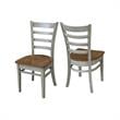 Emily Solid Wood Side Chair in Distressed Hickory/Stone - Set of 2 Chairs