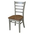 Emily Solid Wood Side Chair in Distressed Hickory/Stone - Set of 2 Chairs