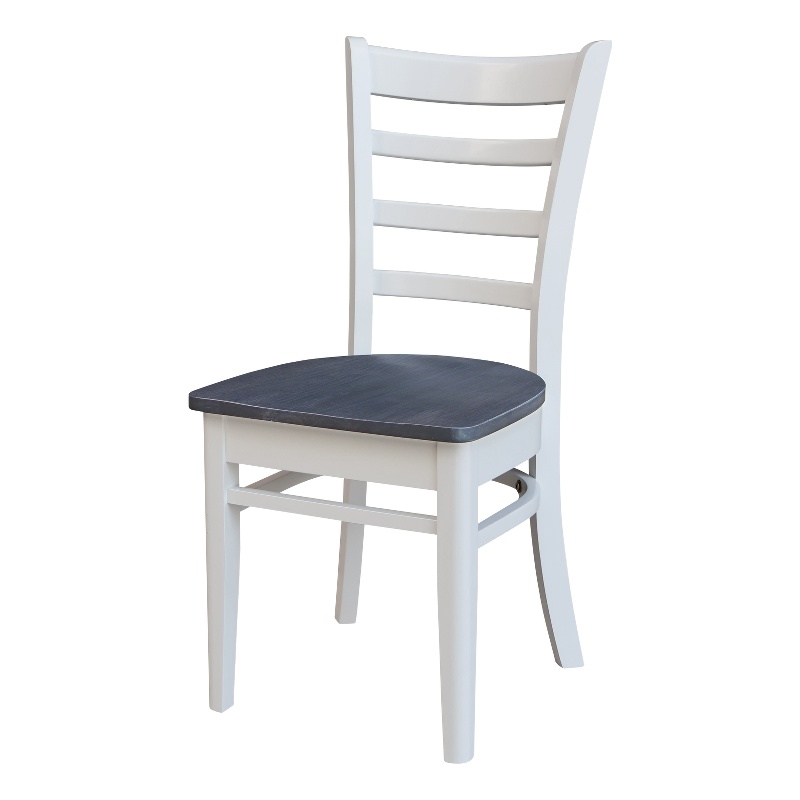 Emily Solid Wood Side Chair - Set of 2 Chairs in White/Heather Gray