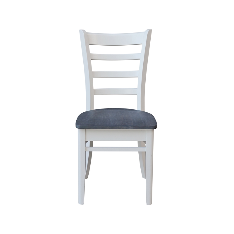 Emily Solid Wood Side Chair - Set of 2 Chairs in White/Heather Gray
