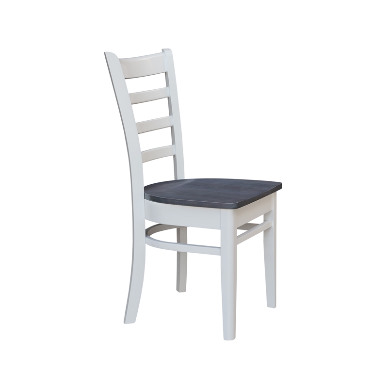 Emily Solid Wood Side Chair - Set of 2 Chairs in White/Heather Gray