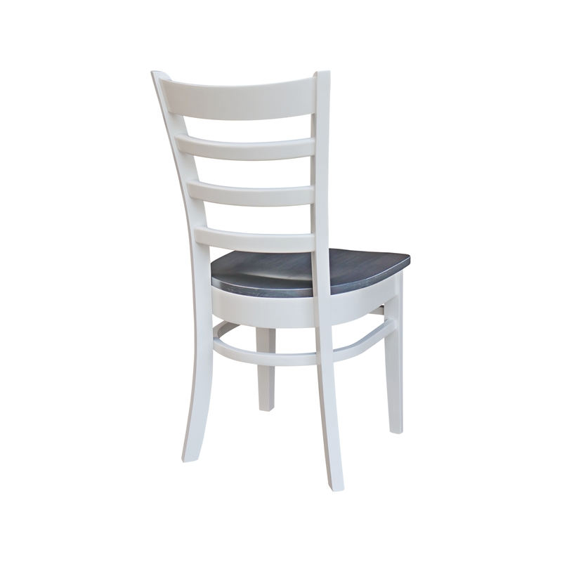 Emily Solid Wood Side Chair - Set of 2 Chairs in White/Heather Gray