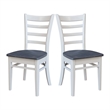 Emily Solid Wood Side Chair - Set of 2 Chairs in White/Heather Gray
