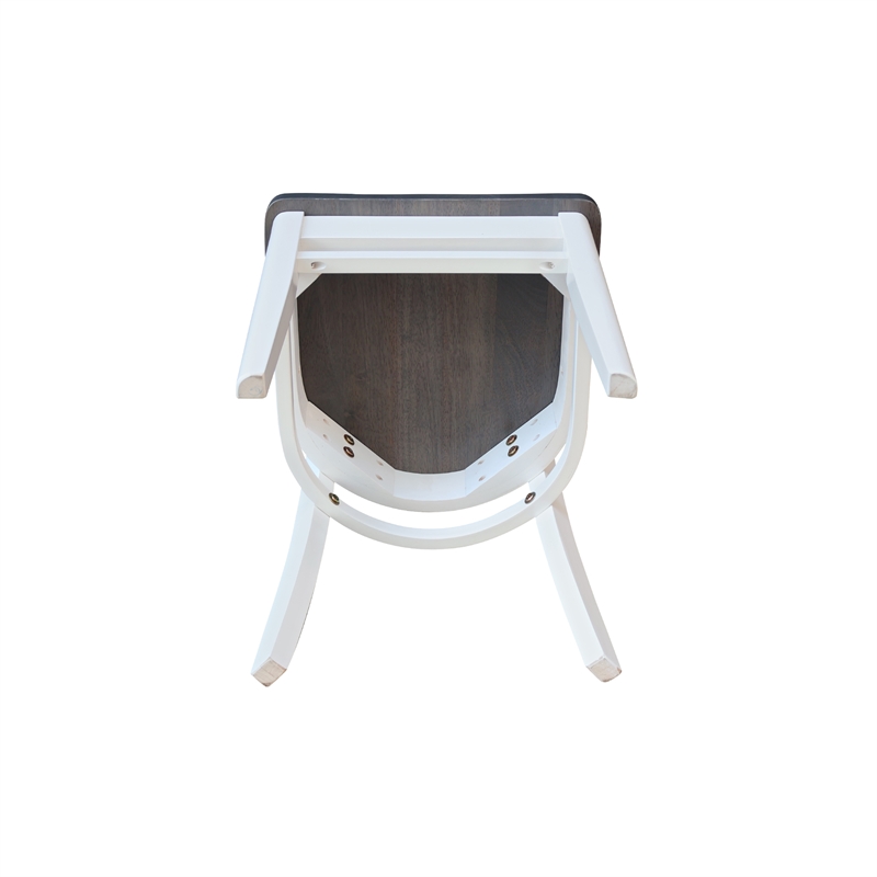 Emily Solid Wood Side Chair - Set of 2 Chairs in White/Heather Gray