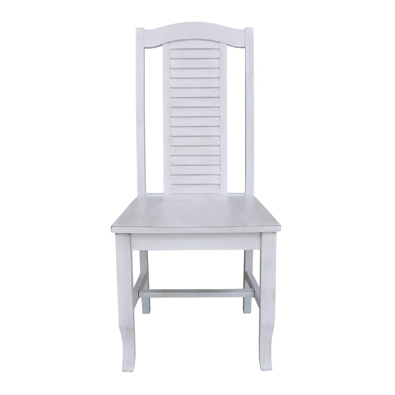 International Concepts Seaside Solid Wood Chairs in Antique Chalk - Set of 2