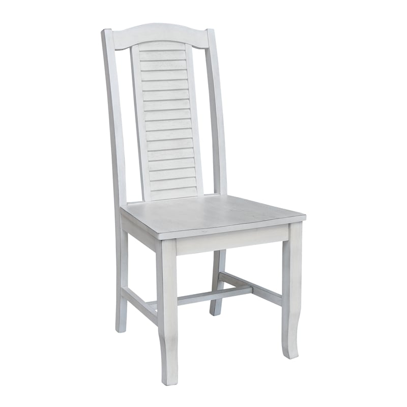 International Concepts Seaside Solid Wood Chairs in Antique Chalk - Set of 2