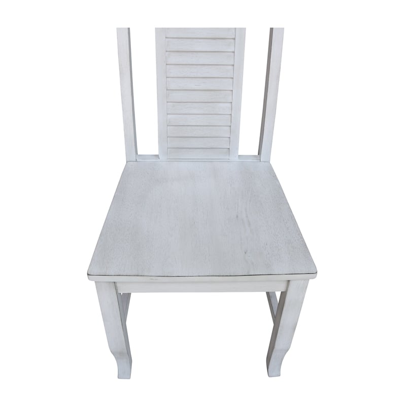 International Concepts Seaside Solid Wood Chairs in Antique Chalk - Set of 2