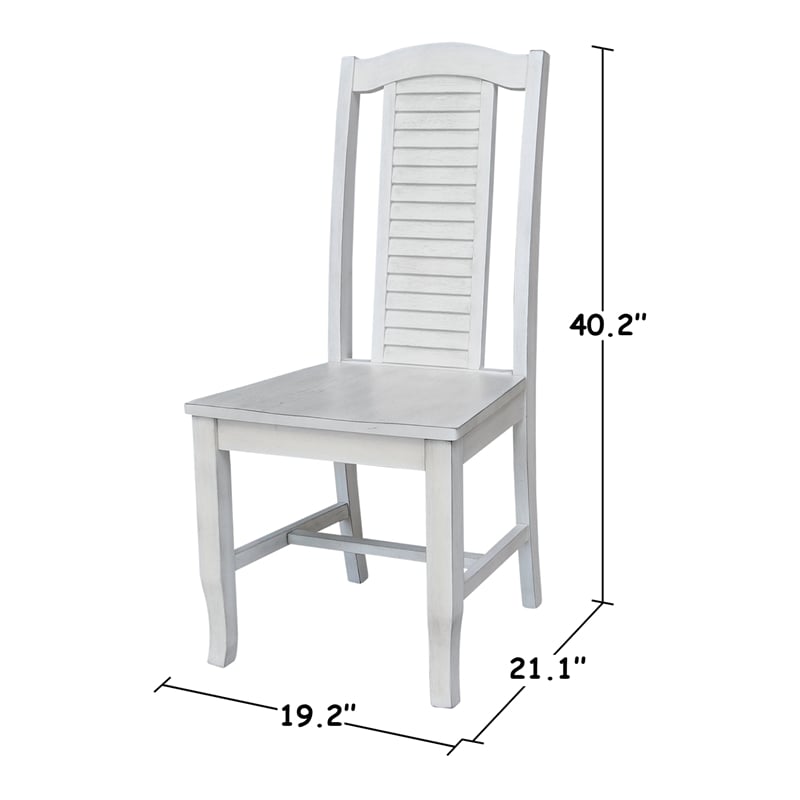 International Concepts Seaside Solid Wood Chairs in Antique Chalk - Set of 2