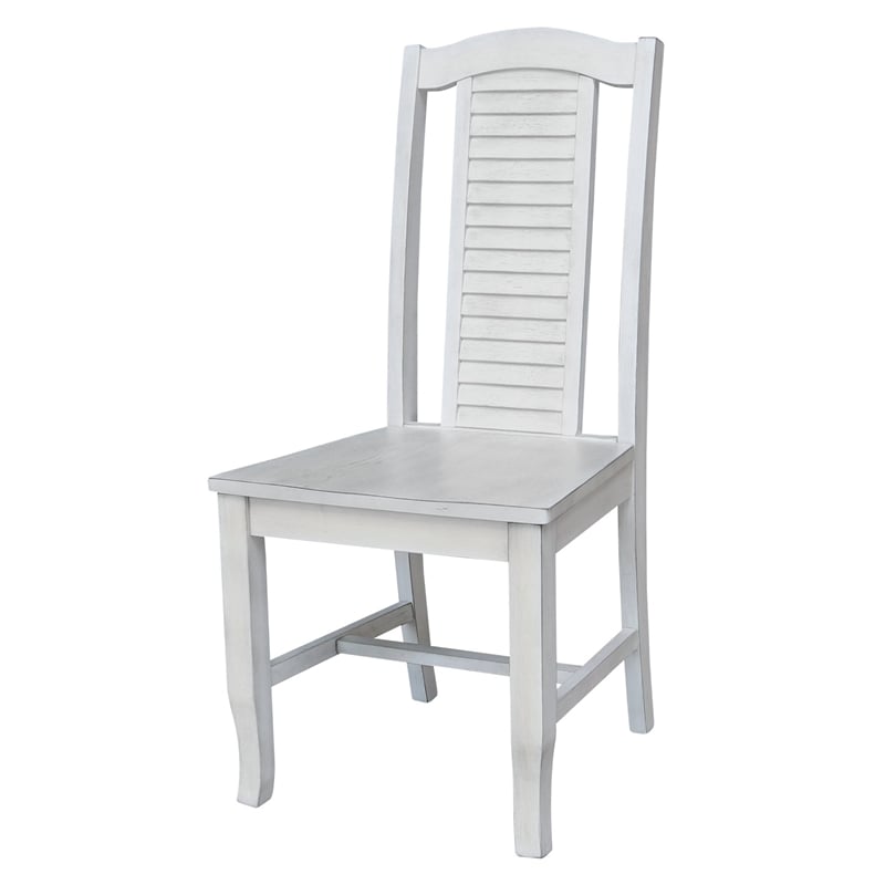 International Concepts Seaside Solid Wood Chairs in Antique Chalk - Set of 2
