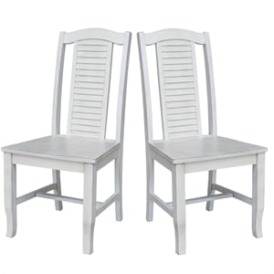 International Concepts Seaside Solid Wood Chairs in Antique Chalk - Set of 2