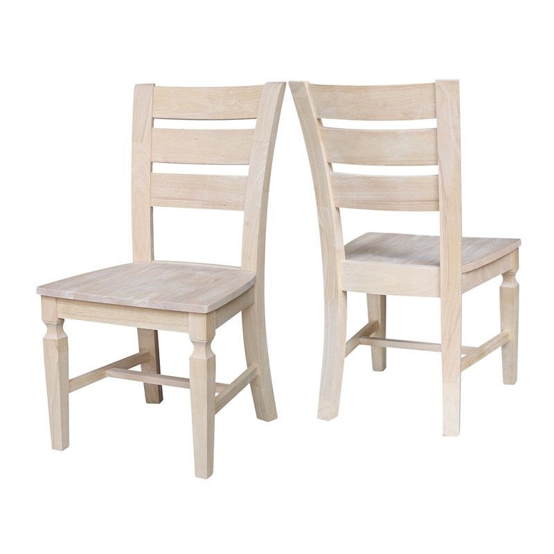 Vista Solid Wood Ladderback Chairs - Set of 2 - Unfinished